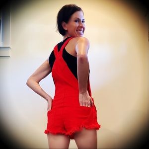 Forever 21 frayed hem overall shorts - so cute!!!